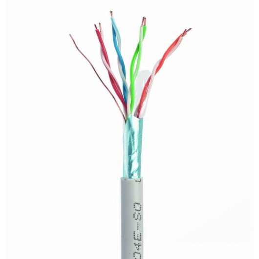 Cable LAN FTP Gembird Cat5e 100m CCA Blindado Gris Alambres Sólidos Alta Calidad