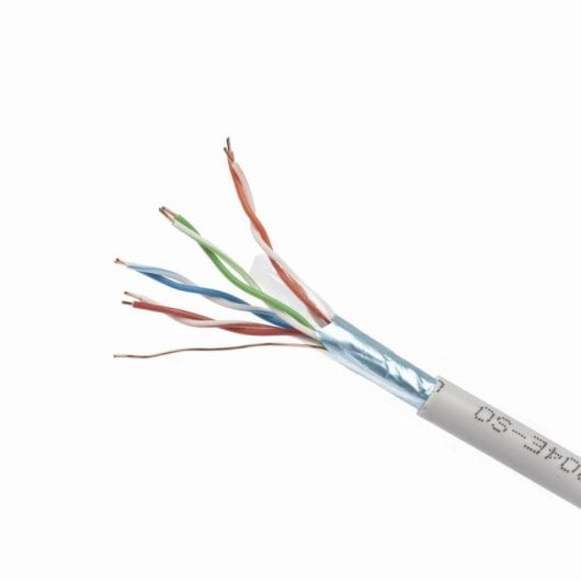 Cable LAN FTP Gembird Cat5e 100m CCA Blindado Gris Alambres Sólidos Alta Calidad