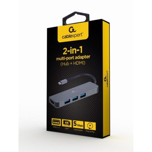 Hub Gembird 3 ports USB 3.2 Gen 1 HDMI 4K modèle A-CM-COMBO2-01 en métal