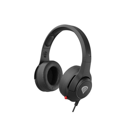 Auriculares Genesis con cable, micrófono retráctil, control de volumen, negro y rojo