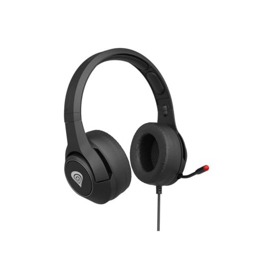 Auriculares Genesis con cable, micrófono retráctil, control de volumen, negro y rojo