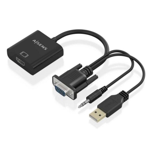 Câble Convertisseur AISENS A115-0872 SVGA Macho Audio USB Macho HDMI Hembra 20cm Noir