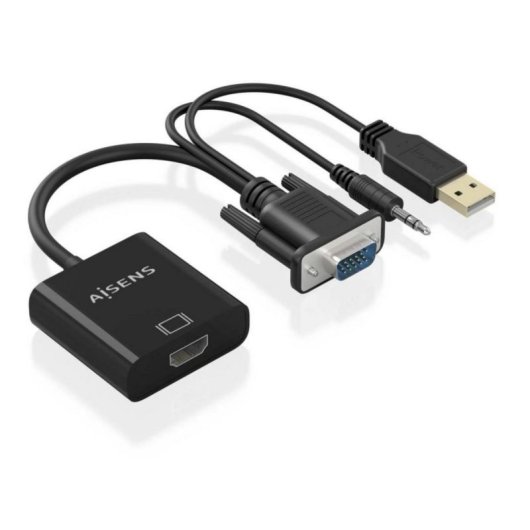 Câble Convertisseur AISENS A115-0872 SVGA Macho Audio USB Macho HDMI Hembra 20cm Noir