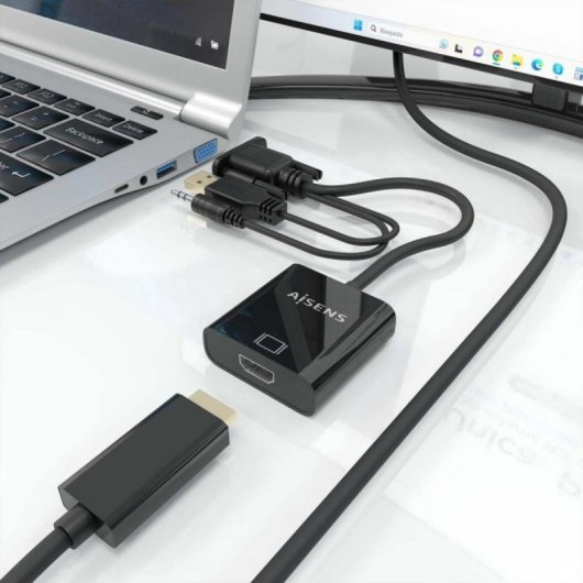 Câble Convertisseur AISENS A115-0872 SVGA Macho Audio USB Macho HDMI Hembra 20cm Noir