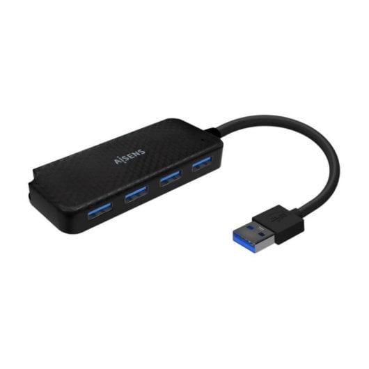Hub USB AISENS A106-0713 4 Puertos USB 3.0 Tipo A 5Gbps Ultradelgado Negro 15cm