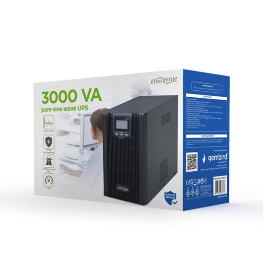 Sai Gembird 3kVA 2400W Batería Sellada Plomo-Ácido 10 ms Torre Senoidal RoHS
