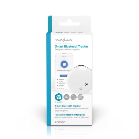 Rastreador Bluetooth Nedis BTKF10WT Blanco 50m Mini Localizador Alarmas Smartphone