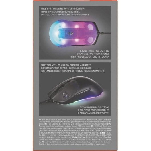 Ratón Steelseries Rival 3 Gen 2 Kabelgebunden 8500DPI Schwarz RGB 6 Tasten