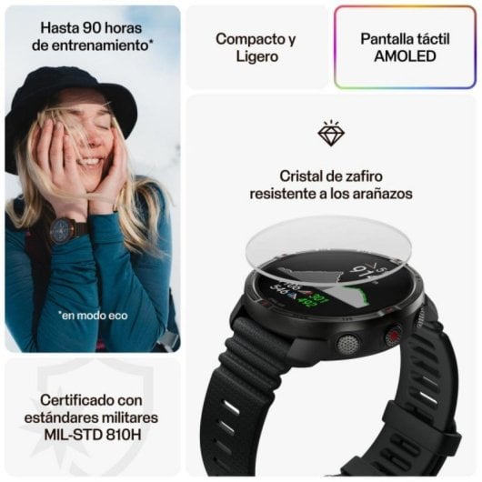 POLAR Grit X2 Bluetooth GPS Dual 45mm AMOLED Preto Autonomia 7dias Monitor Cardíaco SpO2 5ATM