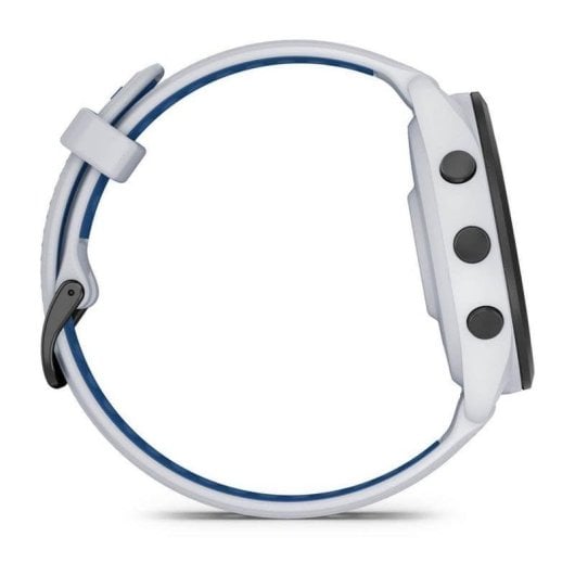Garmin Forerunner 265 46mm Bisel negro con carcasa en blanco y correa de silicona en blanco/azul