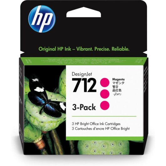 Cartucho de tinta HP DesignJet 712 Magenta 29ml Pack 3 Rendimiento estándar