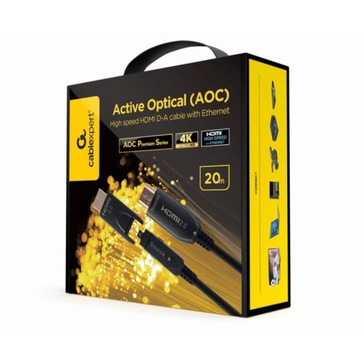 Cable HDMI Gembird CCAP-HDMIDD-AOC-30M 30m Fibra Óptica UHD 4K 60Hz Blindado Oro