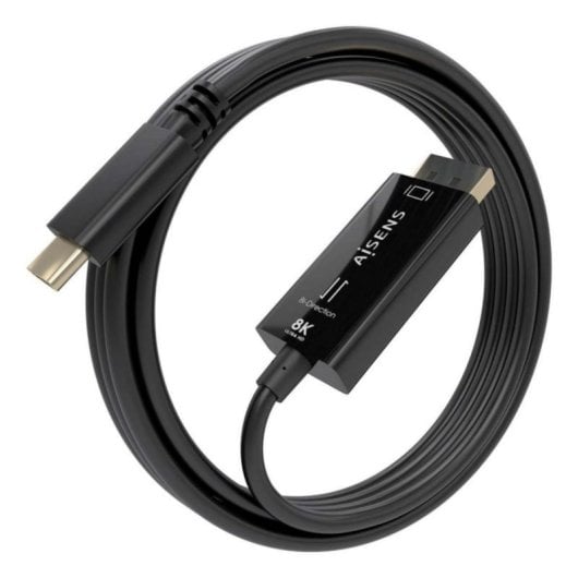 Cable conversor Aisens A109-0879 USB-C a DisplayPort 8K@60Hz Bidireccional Negro 1.8m