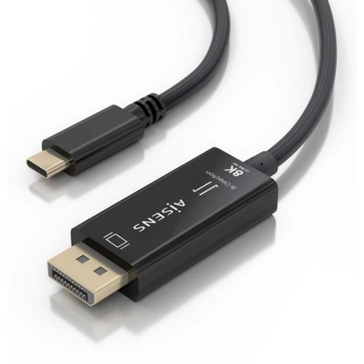 Cable conversor Aisens A109-0879 USB-C a DisplayPort 8K@60Hz Bidireccional Negro 1.8m