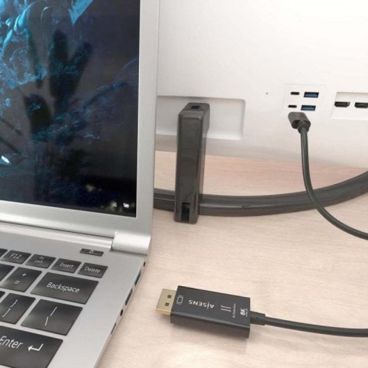 Cable conversor Aisens A109-0879 USB-C a DisplayPort 8K@60Hz Bidireccional Negro 1.8m