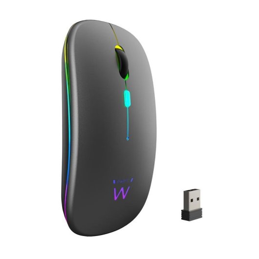 Ratón Ewent EW3242 Inalámbrico Bluetooth 5.2 1600 DPI Negro Gris RGB Recargable