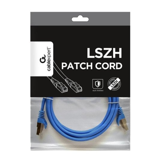Cable de red Gembird PP6A-LSZHCU-B-2M 2m Cat6a S/FTP RJ-45 Azul Chapado en Oro LSZH