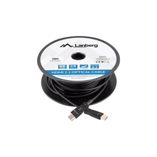 Cable HDMI Lanberg CA-HDMI-30FB-0500-BK 50m 48Gbit/s 2.1 Contactos Oro Negro