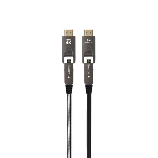 Cable HDMI Gembird CCAP-HDMIDD-AOC-10M 10m HDMI 2.0 UHD 4K60 Blindado Fibra Óptica Oro