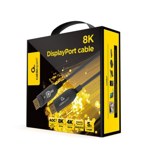Cable DisplayPort Gembird CC-DP8K-AOC-5M 5m Fibra Óptica 8K 60Hz Chapado en Oro