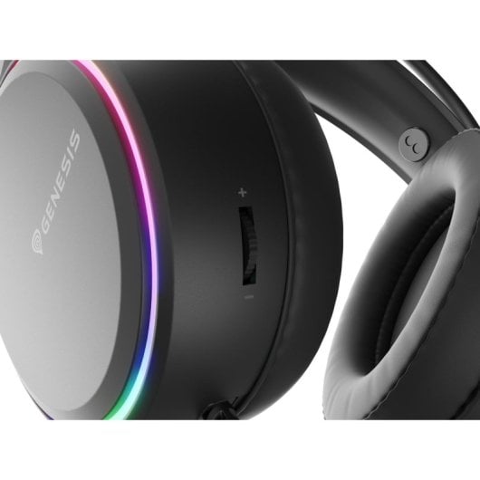 Auriculares Genesis con cable, micrófono, drivers 50 mm, iluminación RGB y color negro