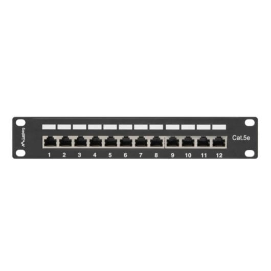 Patch Panel Lanberg PPF5-9012-B RJ-45 Cat5/Cat5e 1U 12 Puertos Negro Metal Bastidor