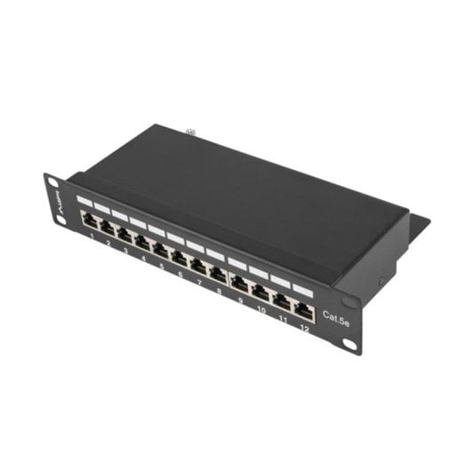 Patch Panel Lanberg PPF5-9012-B RJ-45 Cat5/Cat5e 1U 12 Puertos Negro Metal Bastidor