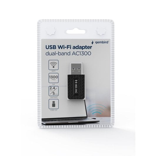 Adaptador USB WiFi Gembird AC1300 Dual Band USB 3.0 867 Mbps 2x2 Negro