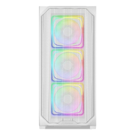 Boîtier PC Sharkoon AK5M RGB blanc avec panneau en maille de verre et 4 ventilateurs PWM, ATX, USB-C