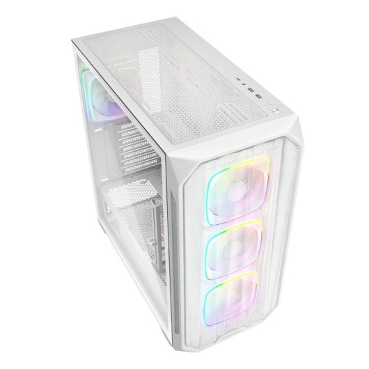 Boîtier PC Sharkoon AK5M RGB blanc avec panneau en maille de verre et 4 ventilateurs PWM, ATX, USB-C