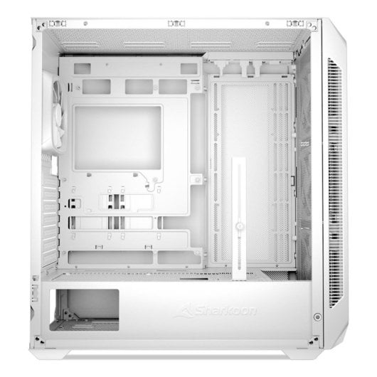 Boîtier PC Sharkoon AK5M RGB blanc avec panneau en maille de verre et 4 ventilateurs PWM, ATX, USB-C