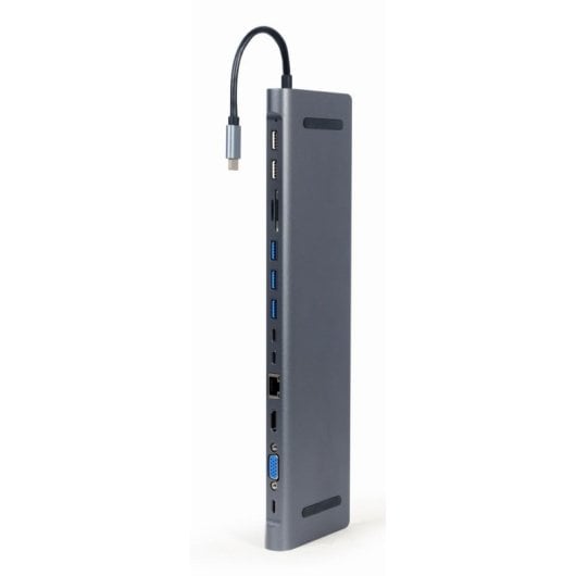 Hub Gembird 8 Puertos 5Gbps A-CM-COMBO9-01 4K HDMI, LAN Gigabit, SD/MicroSD, 60W PD, VGA