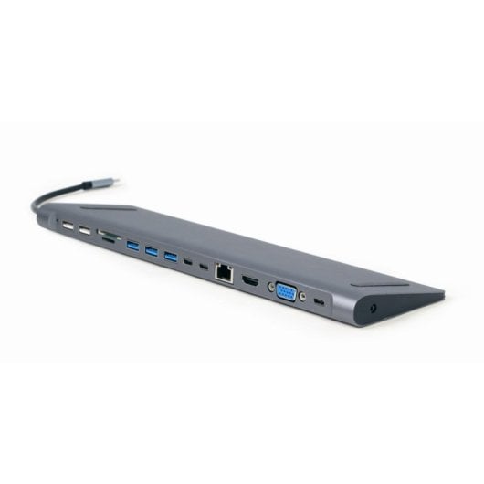 Hub Gembird 8 Puertos 5Gbps A-CM-COMBO9-01 4K HDMI, LAN Gigabit, SD/MicroSD, 60W PD, VGA