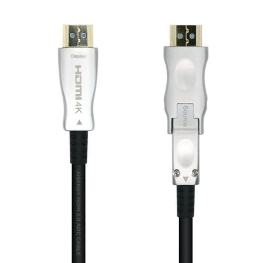 Cable HDMI AISENS A148-0510 2.0 AOC 15m Desmontable 4K@60Hz Fibra Óptica Cobre Negro