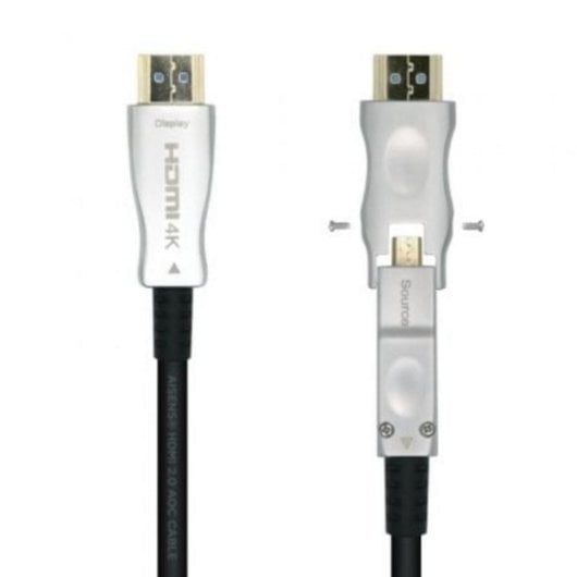 Cable HDMI AISENS A148-0510 2.0 AOC 15m Desmontable 4K@60Hz Fibra Óptica Cobre Negro