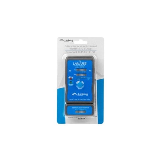 Comprobador Alimentazione PoE Lanberg NT-0403 RJ-11 RJ-45 USB Coassiale Blu