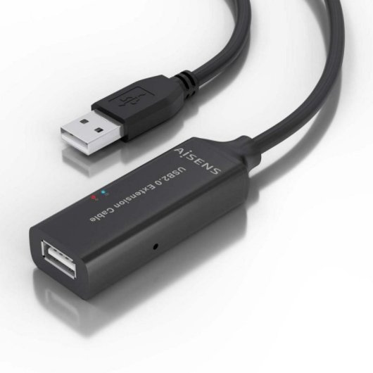 Cable Prolongador USB 2.0 Aisens A101-0916 15m Negro con Amplificador Señal Tipo A Macho-Hembra