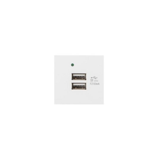 Cargador USB Lanberg AC-4545-2XUSB2.1-W 2xUSB 2.1A Empotrable Policarbonato Blanco