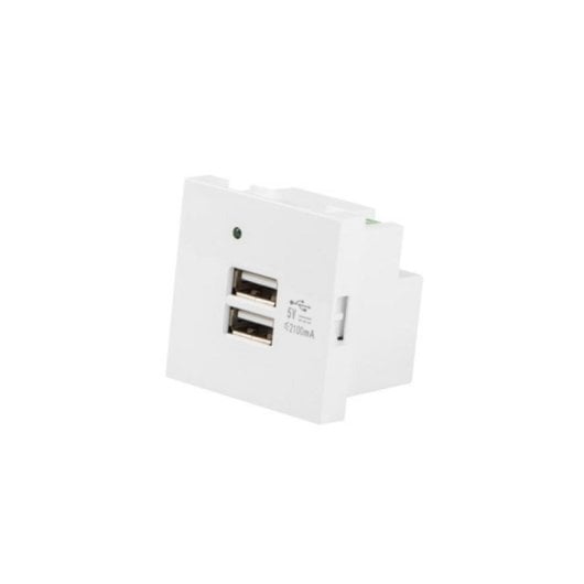 Cargador USB Lanberg AC-4545-2XUSB2.1-W 2xUSB 2.1A Empotrable Policarbonato Blanco
