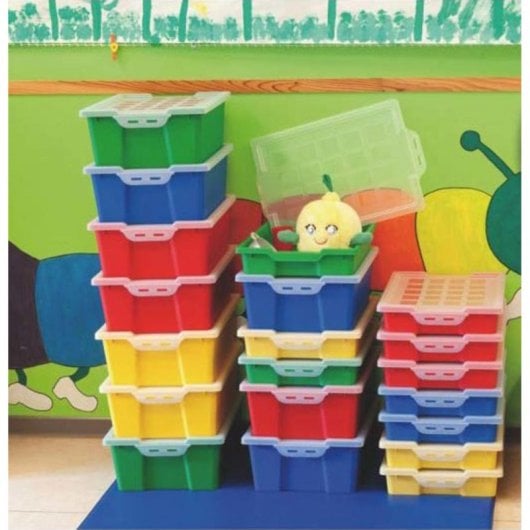 Caja de almacenaje Faibo 14L Apilable Polipropileno Azul Tapa Translúcida 420x310mm