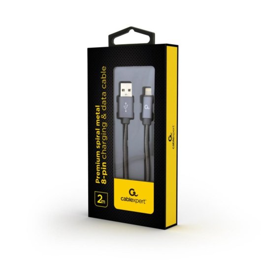 Cable Lightning Cablexpert CC-USB2S-AMLM-2M-BG 2m USB A/Macho Gris 2.1A