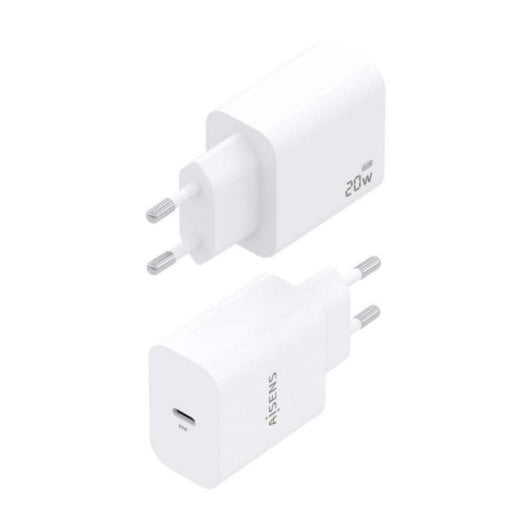 Cargador GaN AISENS A110-0938 20W 1xUSB-C PD3.0 Chip AI Compacto Blanco