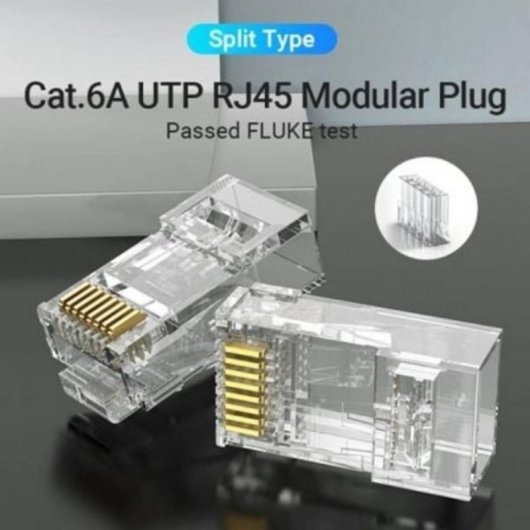 Conector RJ45 Vention IDGR0-50 Cat.6A UTP Terminales Chapados en Oro 50 Unidades