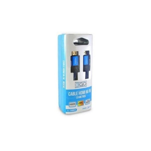 Cable HDMI 3GO CHDMIV3 1.8m V3.0 Azul 4K 60Hz Conectores baño oro 18Gbps