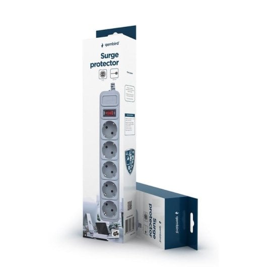 Régua de tomadas Gembird SPG3-B-6C 5 tomadas Proteção Sobretensão Interruptor Iluminado