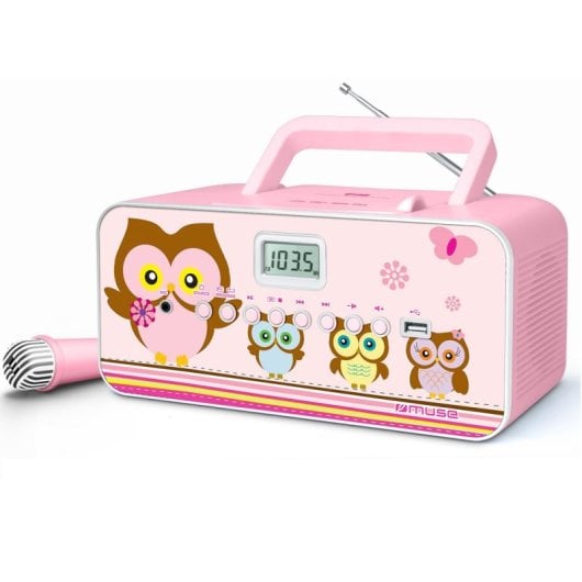Rádio Cd Muse M-29 Para Criança Rosa Com Microfone