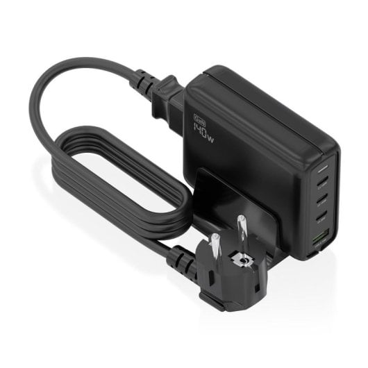 Cargador Sobremesa AISENS ASCH-140W4P056-BK GaN 140W 3xUSB-C PD3.1 QC5.0 1xUSB-A QC3.0
