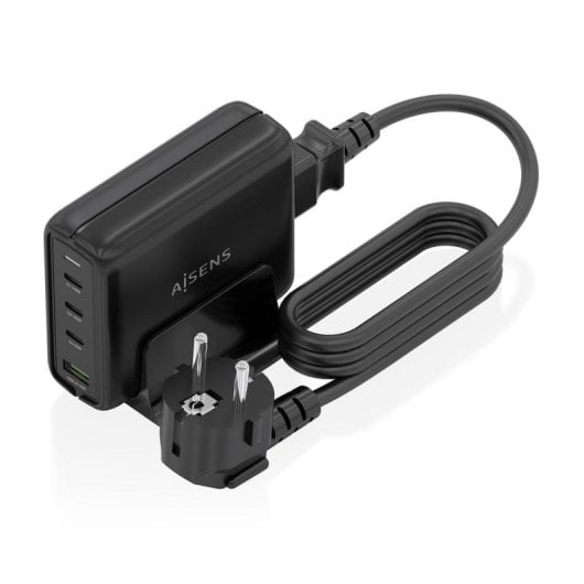 Cargador Sobremesa AISENS ASCH-140W4P056-BK GaN 140W 3xUSB-C PD3.1 QC5.0 1xUSB-A QC3.0