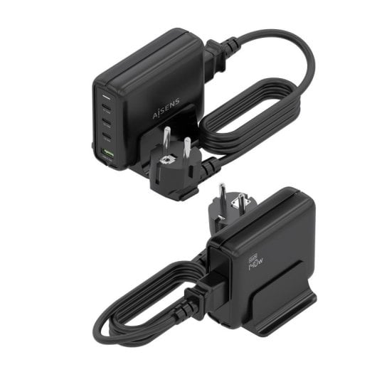 Cargador Sobremesa AISENS ASCH-140W4P056-BK GaN 140W 3xUSB-C PD3.1 QC5.0 1xUSB-A QC3.0