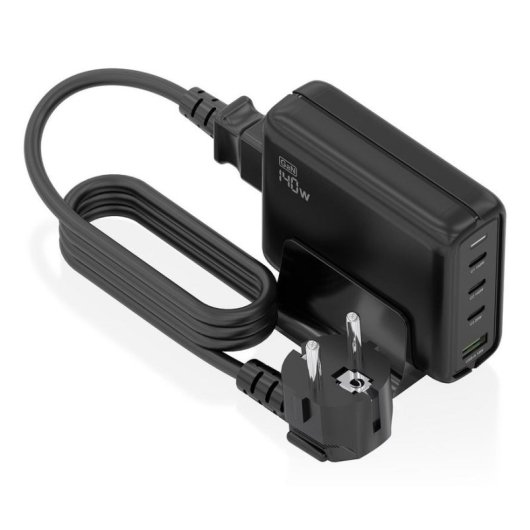 Chargeur de bureau Aisens ASCH-140W4P056-BK GaN 140W 3xUSB-C PD3.1 1xUSB-A QC3.0 Noir